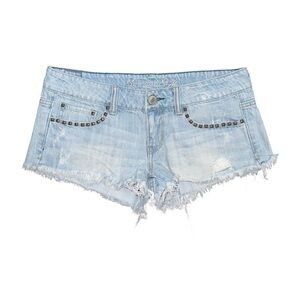 American Eagle Studded Micro Mini Jean Shorts Sz 6 Low Rise Distressed y2k vtg